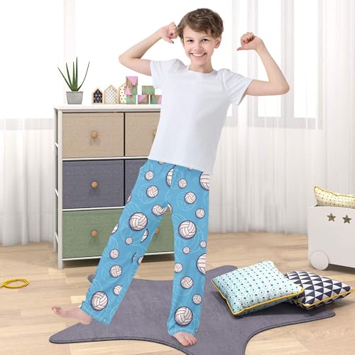 Volleyball Pattern on Blue Pajama Pants Long Track Pants Sweatpants Athletic for 6-14 Years2