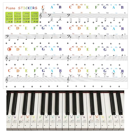 Autocollants Pour Notes De Piano, Sticker Clavier, Autocollant Piano Coloré, Autocollants Pour La Pratique Pour Débutants, Les Touches 88/61/49/37 Sont Utilisables