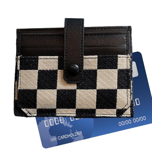 Portafoglio Compatto - in Porta Carta di Credito a Due Persiane con Finestra ID e di in Compatta da Se référer au donna lino tela nero