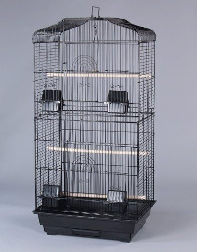 Large Shell Top Canary Parakeet Cockatiel Lovebird Finch Bird Cage - 18" Length x 14" Depth x 35" Height-*Black*