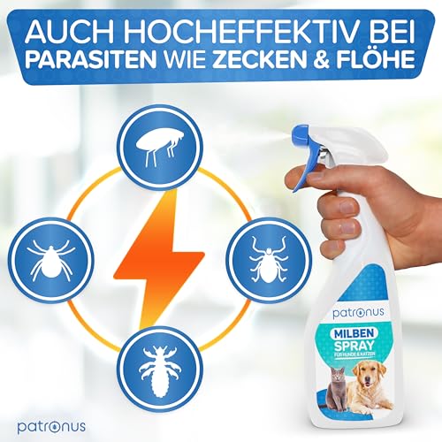 Milbenspray Hunde & Katzen, effektive Milben-Abwehr 500ml mit ätherischen Ölen - Grasmilben Spray für Hunde & Katzen, Milbenspray Hund, Milbenspray Katze - dezenter Duft, wirksam und laborgeprüft