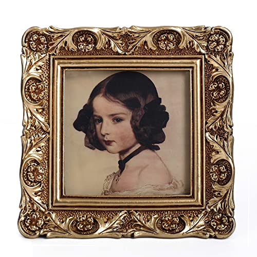 VINLIFE Small Vintage Picture Frames 3x3 Antique Ornate Mini Square Picture Frames for Wall Mount and Tabletop Victorian Home Decor Photo Gallery Art Gold Square