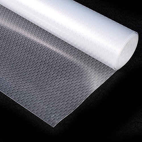 1 Roll Transparent Non Slip Fridge Refrigerator Shelf Pads Kitchen Drawer Liners, 17.7 Inch x 59 Inch