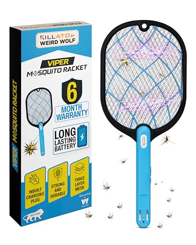 Weird Wolf Electric Mosquito Racket Bat | Rechargeable Mosquito Killer Bat with Built-in Plug | Lithium Battery | Strong ABS Body | Indoor Outdoor Use