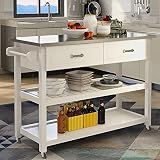 Amposei Kitchen Island 47’’ Stainless Steel Top Rolling Utility Cart on Wheels with Drawers and Stor