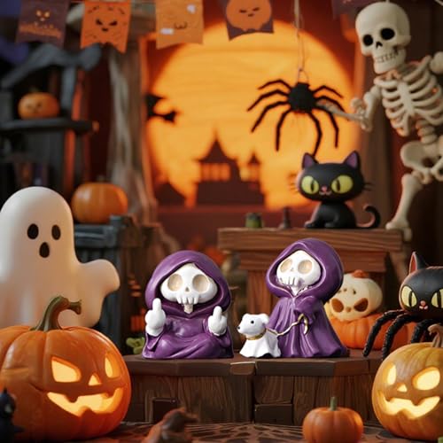 Estatua Grim Reaper con diseño dedo medio morado miniatura 4