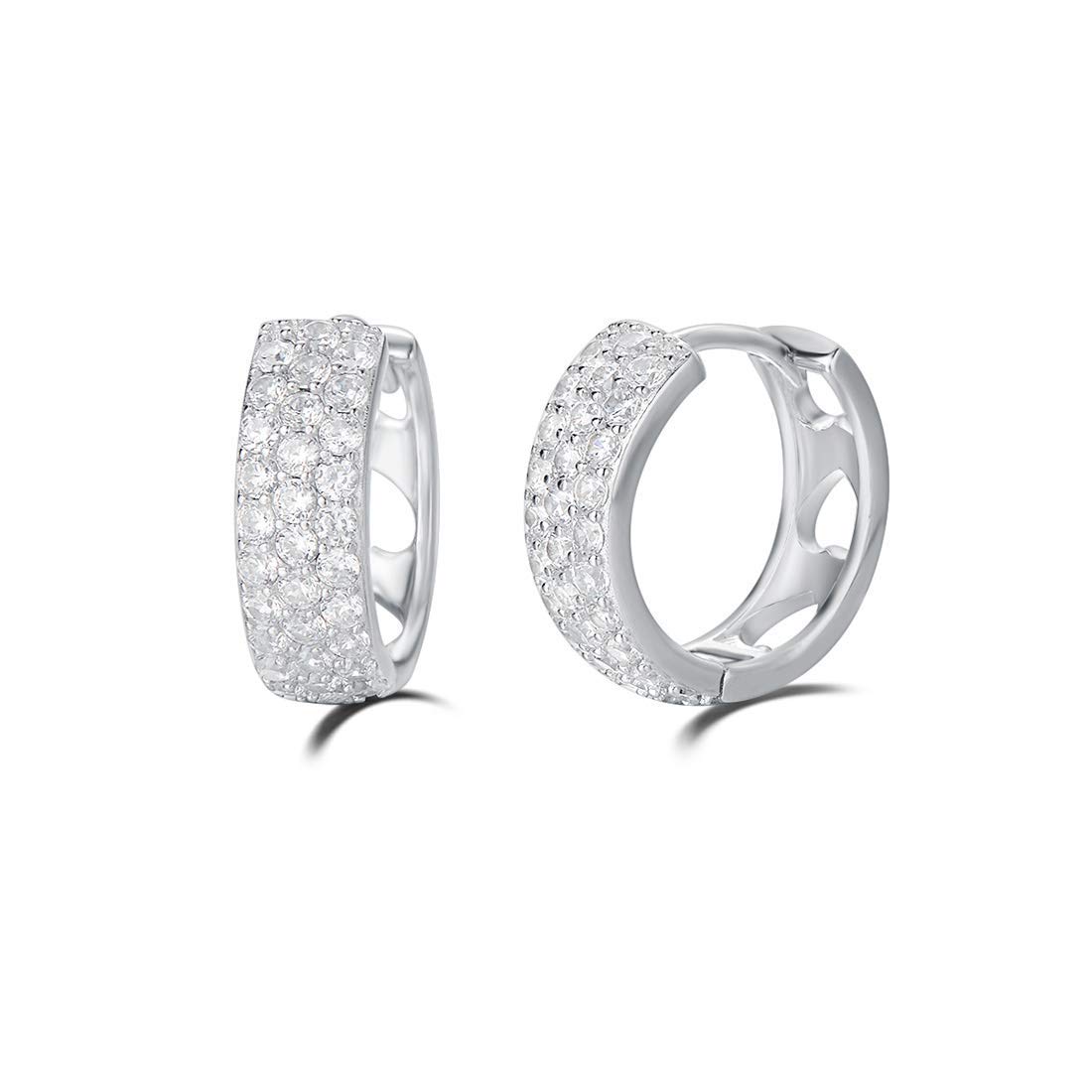Piccolo Piercing Cartilagine Orecchini a Cerchio per Donna in Argento Sterling 925 con Zirconia Cubica Gioielleria - Diametro: 15 mm