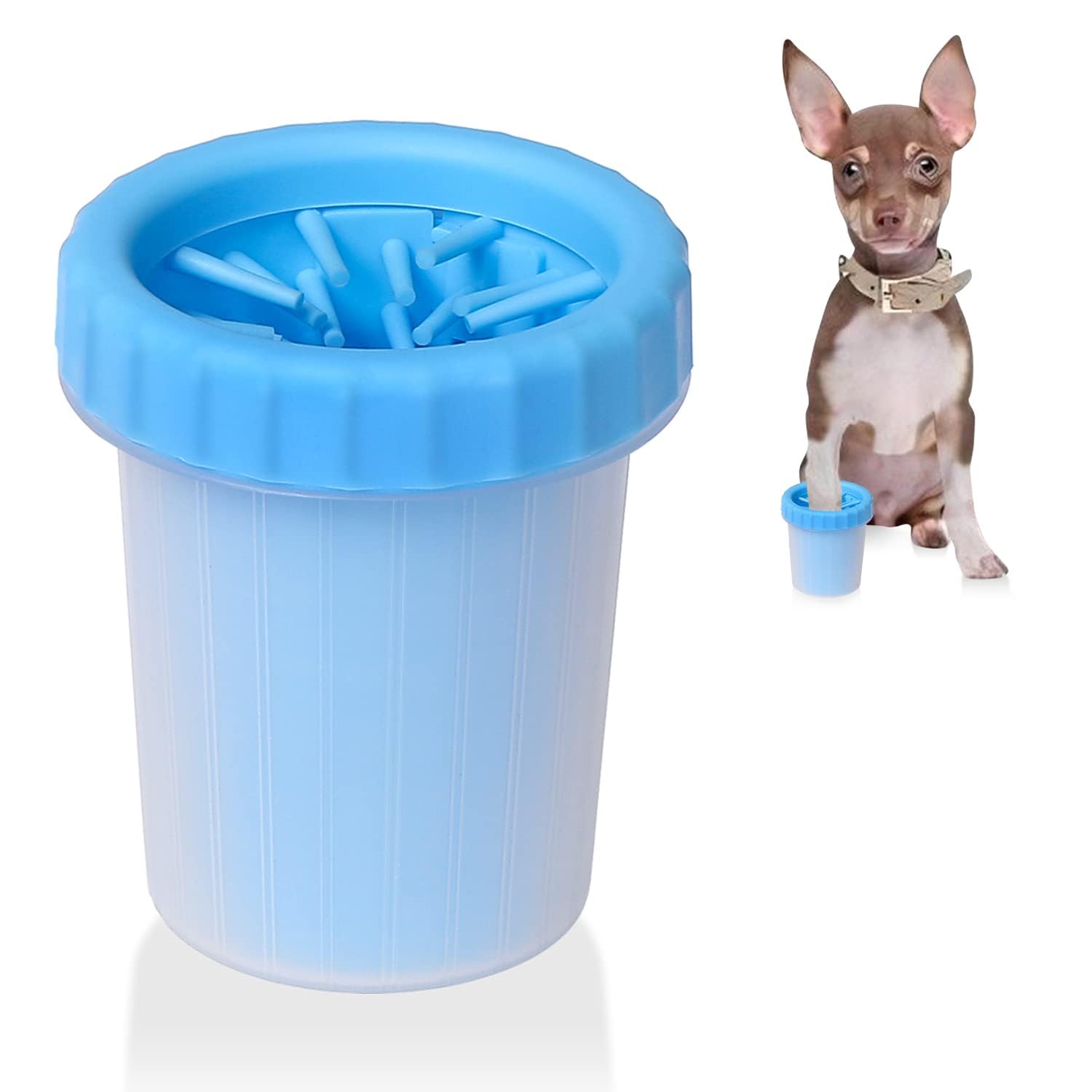 KASTWAVE Dog Paw Cleaner Washer Cup, 2 In 1 Portable Silicone Pet Cleaning Brush Feet Cleaner for Dogs Grooming With Muddy Paw, Dog Foot Cleaner for Small Dog