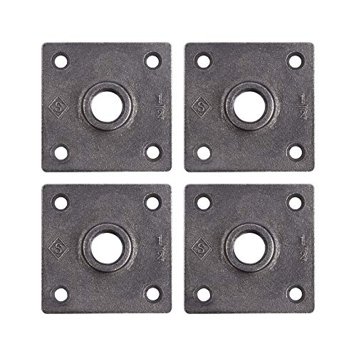 1/2" Square Flange Fitting, PIPE DECOR Black Malleable Iron Fittings