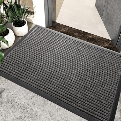 Cozary Zerbino Ingresso 43x75cm, Silicone Tappeti Lavabili per Esterni, Anti-Sporco Ingresso Esterno, Antiscivolo Tappetino Entrata per Casa Porta, Corridoio, Ingresso, Giardino, Grigio