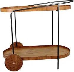 Carrinho de Bar Don Juan Adega para Bebidas Estilo Industrial Base de Metal Cinamomo (Base preta)