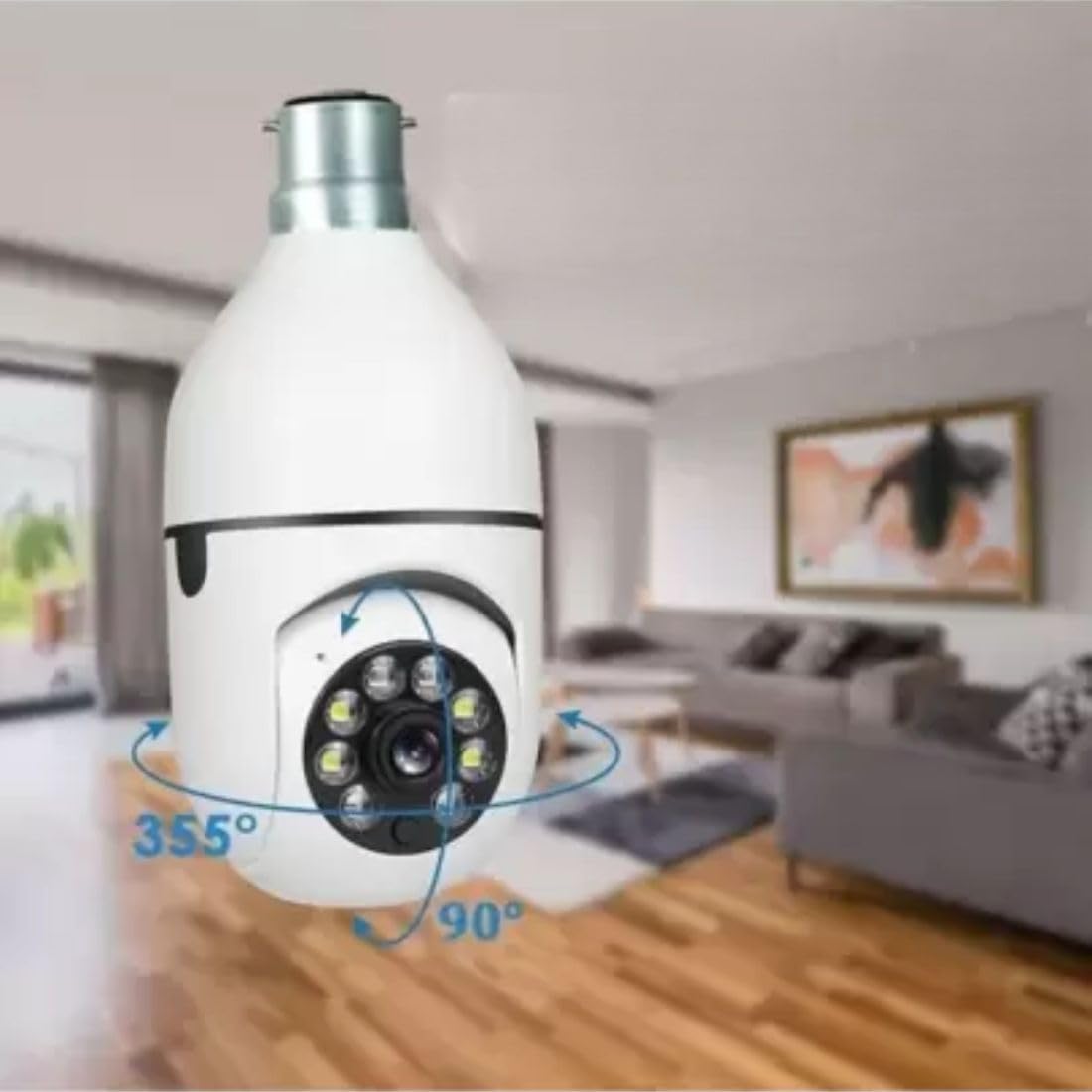 OneXsale 2MP WiFi LED Bulb Camera | Indoor HD CCTV | Motion Sensor | PTZ Pan/Tilt | Night Vision | Two-Way Audio