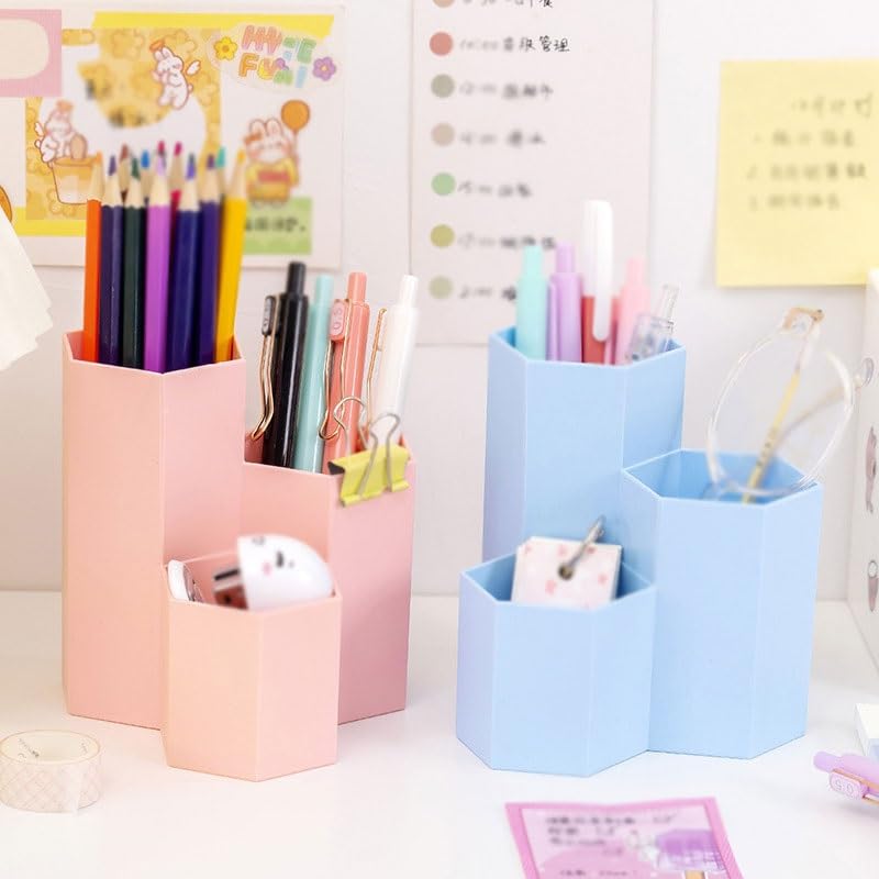 Porte-stylo hexagonal double niveau pour trier les crayons et brosses - 4