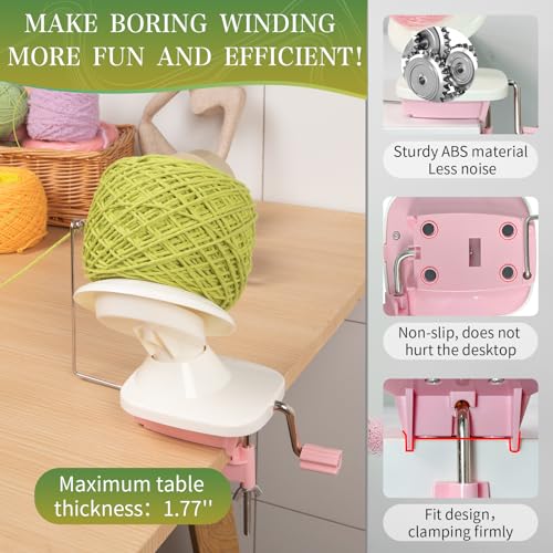 Image of SPEENSUN Yarn Winder for Crocheting, Yarn Spinner, 3.5 OZ Easy-to-Install and Efficiently Yarns Cake Winder with Lower Noise for Yarns Below Size 5, Best for Crochet and Knitting Lover
