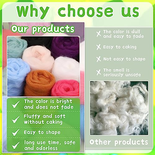 image for Mayboos Needle Felting Kit, 24 Colors Wool Roving Set, Needle Felting 