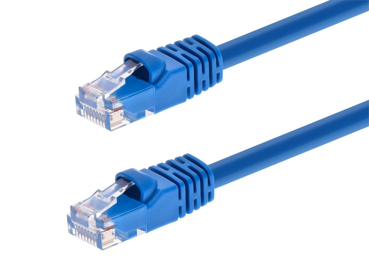 Monoprice Cat5e 100ft Blue Patch Cable UTP 24AWG 350MHz Pure Bare Copper Snagless RJ45 Fullboot Series Ethernet Cable
