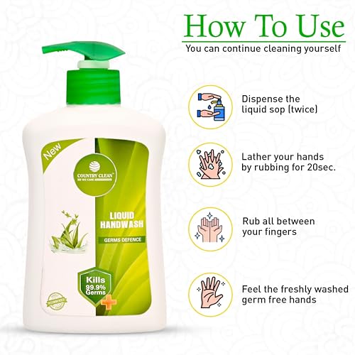 Image of Liquid Handwash - 250ml, Germ Protection and Antibacterial AloeVera Hand Wash, Soft on Hands with Refreshing Fragrance, Suitable for All Skin Types, Ideal for Daily Use