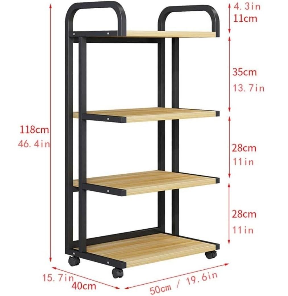 Supports Imprimantes Support D'imprimante Au Sol À 4 Couches De Chariot Télécopieur avec Cadre en Métal Roues pour Le Bureau Bureau Scanner Fax(A)