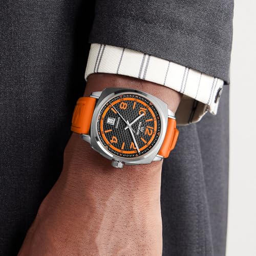 marvin Swiss Mens Watches Automatic Mechanical Watch for Men with Rubber Strap,50M Waterproof,42MM Sapphire Glass Black Dial Luxury Men's Wrist Watches3