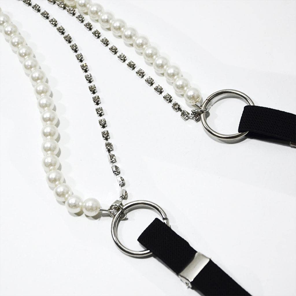 Punk Stil Hosenträger Frauen Y-Form Metall Clips Einstellbare Perle Gurt