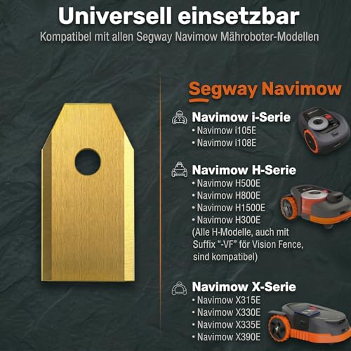 HAUSPROFI 30x Titan Ersatzklingen für Segway Navimow i105e & H-Serie, kompatibel mit allen i/H/X Modellen, DIN EN 50636-2-107 geprüft… – Ansicht 2