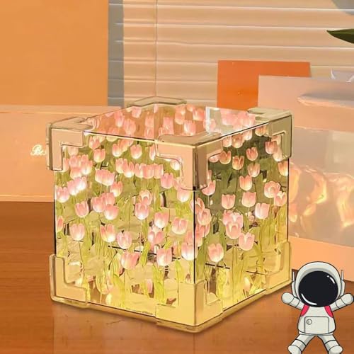 Desidiya Glass Diy Infinity Mirror Tulip Cube Led Lamp 20 Led Flower
