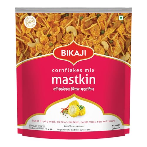 Bikaji Mastkin Cornflakes Mixture – 14.11 oz (400g) Pack | Ready to Eat Crunchy Indian Namkeen Snack with Potato Sticks, Cornflakes & Cashews | Authentic Bikaneri Flavor | Perfect Tea-Time Munching Mix