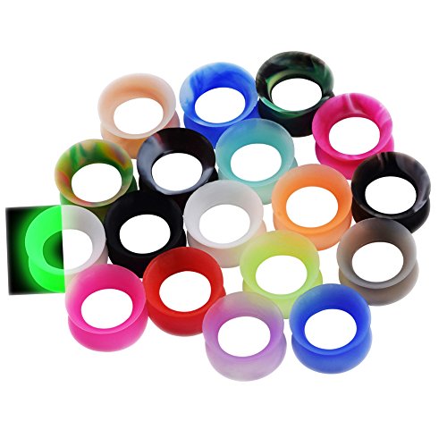 Oyaface 36pcs Soft Silicone Ear Gauges Flesh Tunnels Plugs Stretchers Expander Ear Piercing Jewelry 2g-3 4 Mixed Color Set (18 Pairs of Gauge=0g(8mm))