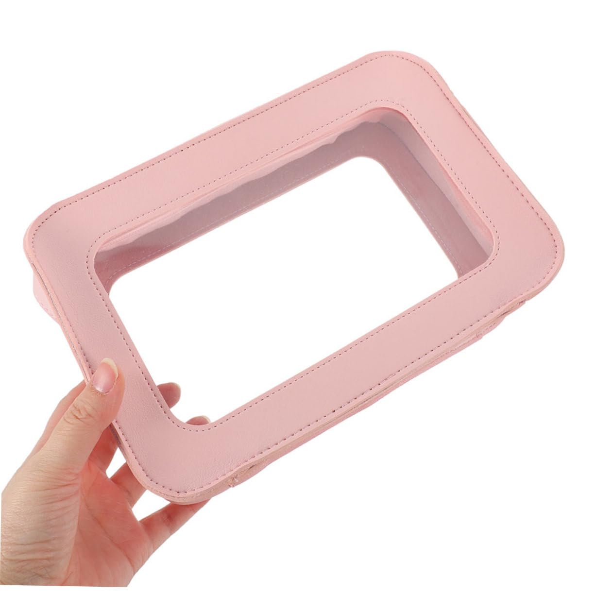Neceser Transparente de PVC Rosa 2 Piezas para Viaje | Bolsa de Aseo Personal, Almacenamiento Seguro y Revisión Rápida, Formato Ligero para Exterior