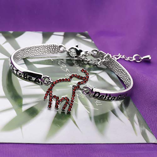 BAUNA Sorority Bracelet with Red Elephant Charm Oh To Be A Greek Sisterhood Gift4