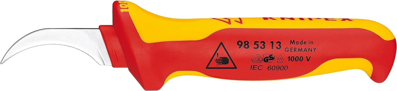 KNIPEX Abmantelungsmesser isolierender Mehrkomponenten-Griff, VDE-geprüft 190 mm, 98 53 13