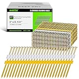 meite 21 Degree Framing Nails 3 Inch 0.131'' Galvanized Plastic Collated Framing Nails, Full Round Head Smooth Shank Structural Nails for Framing Nailer Gun Roof Decking Sheathing 1,000PCS