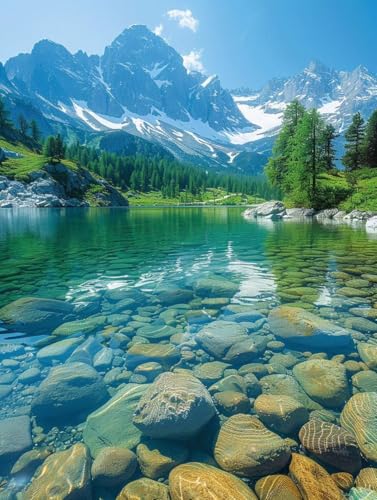 Peinture diamant adulte paysage de rivière pour décorer votre salon avec un bricolage 5D
