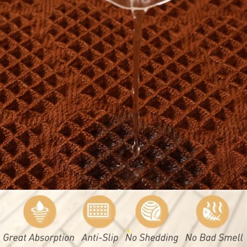 Image of HomeCloud Waffle Bath Mat, Super Absorbent Non Slip Mats for Bathroom Floor, Machine Washable Bathroom Rugs with Tassels,Ultra Soft (T.Coffee)