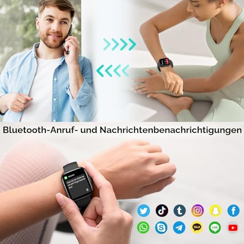 2026 Smartwatch Herren Damen, 1,85" HD-Touchscreen Smart Watch mit Telefonfunktion, 112+ Sportmodi Fitness Tracker… – Ansicht 2