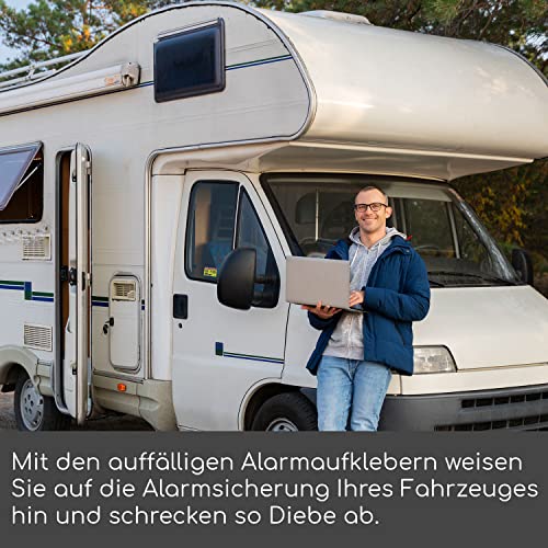 2er Set Hinweis-Aufkleber GPS Alarm Tracking System I 6 x 4 cm innenklebend I Achtung Warnung GPS alarm-gesichert Wohnmobil Wohnwagen I hin438
