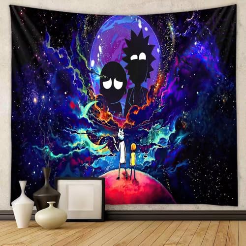 FANVANAI Blacklight Space Wall Tapestry Hippie Anime Poster for Bedroom Aesthetic Fantasy Funny Wall Hanging UV Reactive Black Light Tapestries Art Mural Living Room Bedroom Dorm Backdrop Decor