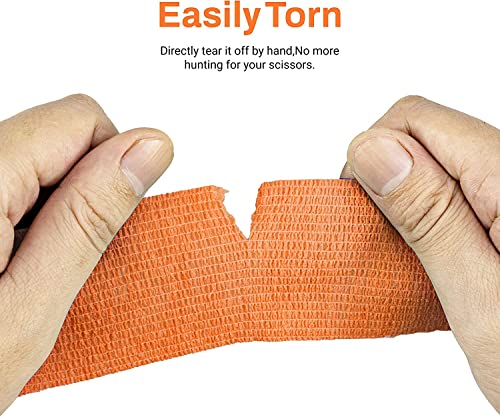 Image of A-Tape Cohesive Crepe (5cm X 4.5 mtr, Pack of 2) Elastic Self Adherent Crepe Bandage Breathable Self Adhesive Cohesive Bandage for Humans & Pets (Dogs, Cats, Birds) (5 cm) (Orange)