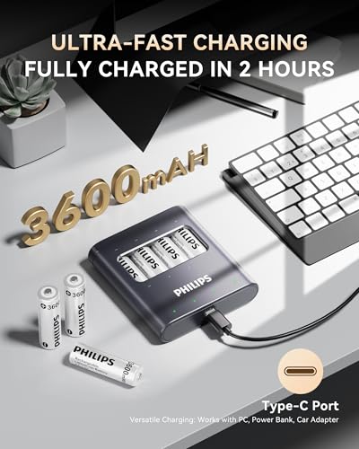 PHILIPS 3600mWh 4-Pack AA Rechargeable Lithium Batteries 1.5V Constant Voltage High Capacity for Remote Controls & Smart Home Devices - image 4
