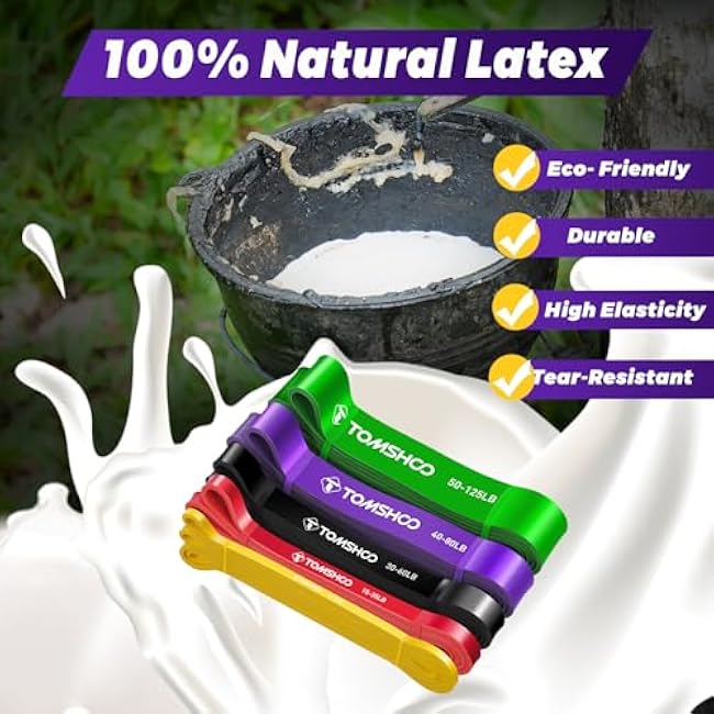 TOMSHOO 5 Packs Pull up Assist Bands, Resistance Bands with Straps Handles and Door Anchor, Stretch Bands,Exercise Bands with Guide for Fitness