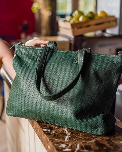 Image of Jild Hobo Style Woven Bag for Women - Soft Handmade Genuine Leather Work Tote Bag - Cross Body Womens Purse