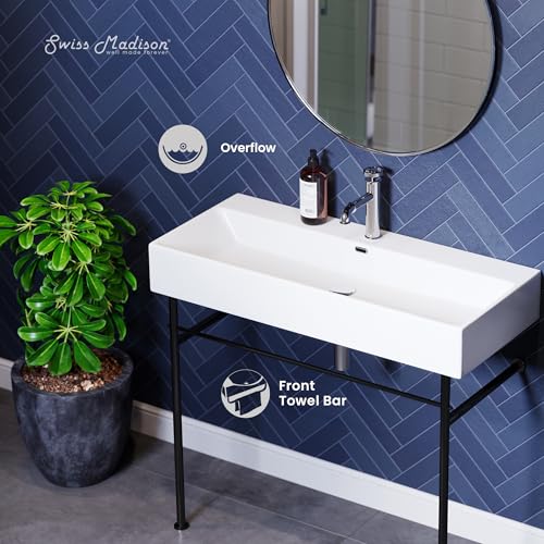 Image of Swiss Madison Well Made Forever SM-CS734, Claire 40 inch Ceramic Console Sink In Glossy White Basin