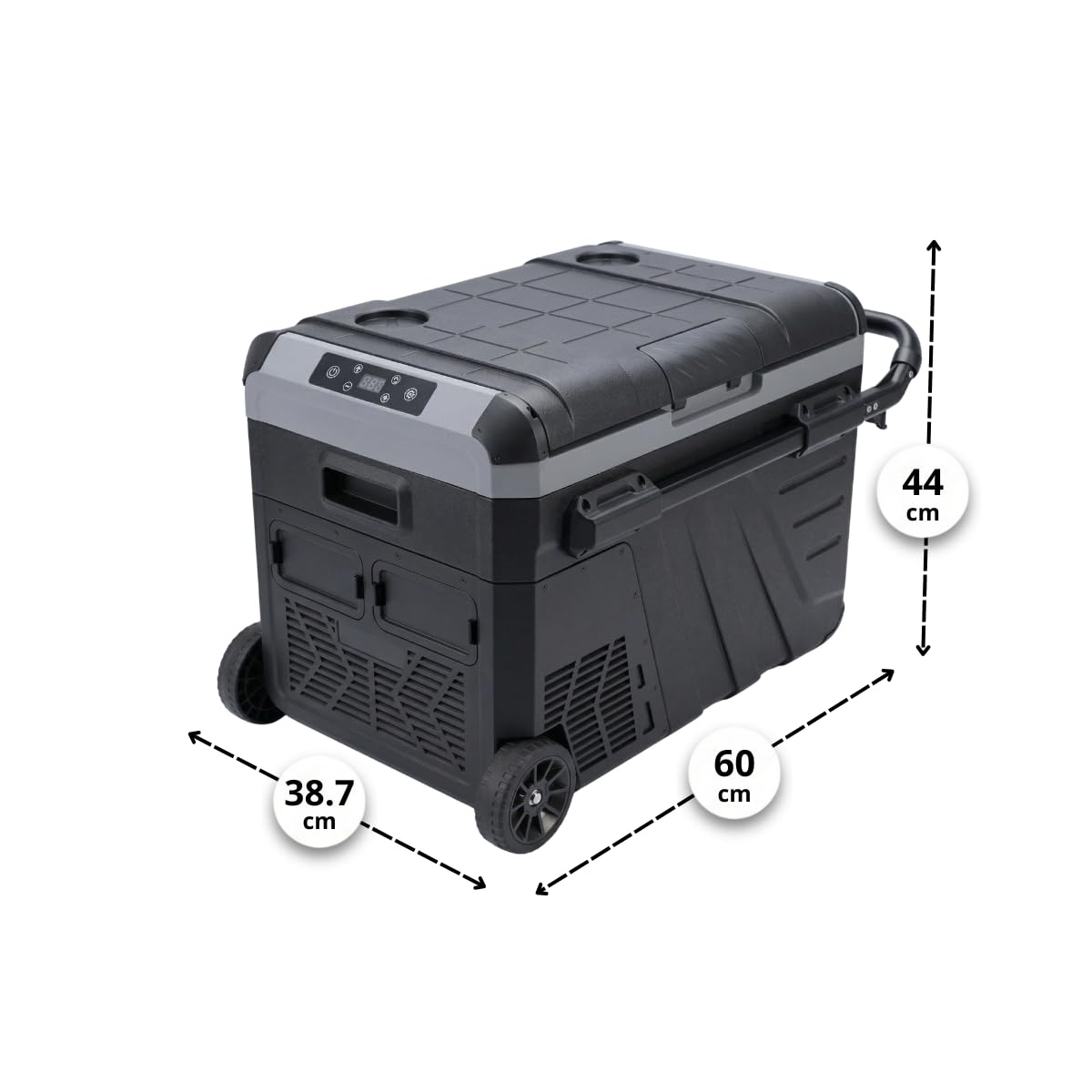 Nevera Portátil Eléctrica 35L con Compresor 12V 220V | para Coche, Furgoneta Camper, Autocaravana, Camión y Camping | Mini Congelador Rígido con Ruedas y Asa