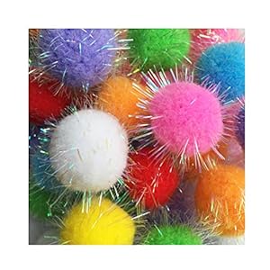 RIMOBUL 20PCS 1.5INCH Extra Large Cat’s Favorite Chase Glitter Ball Toy Sparkle Pom Pom Balls
