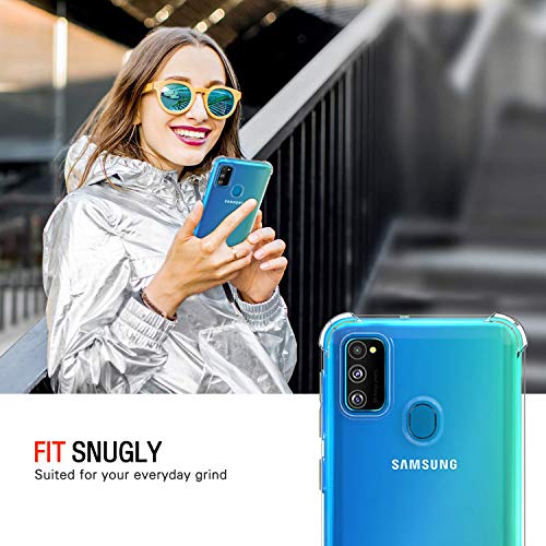 Image of Lustree Back Cover Transparent Case Compatible with Samsung Galaxy M11 | Clear + TPU Case with 4 Corner Air Cushion Protection & Camera Protection | Slim& Stylus Cover