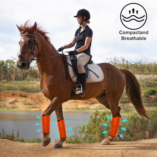 Image of FOXLVDA Horse Fly Boots (Set of 4) - Comfortable Horse Wraps | with Mesh & Metal Support Bars to Reduce Stomping and Leg Fatigue, for Ponies under 14.2hh, Medium