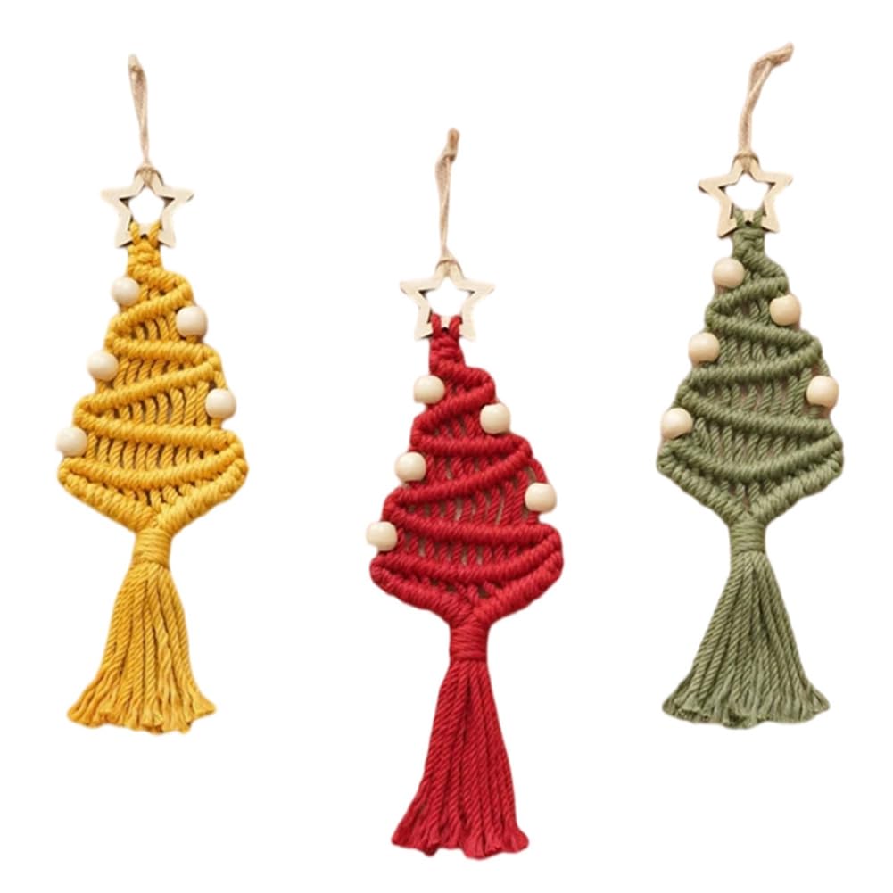 CTRLZS Christmas Tree Lace Knitted Decoration DIY Christmas Tree Woven Decoration Bohemian Style Woven Ornaments A