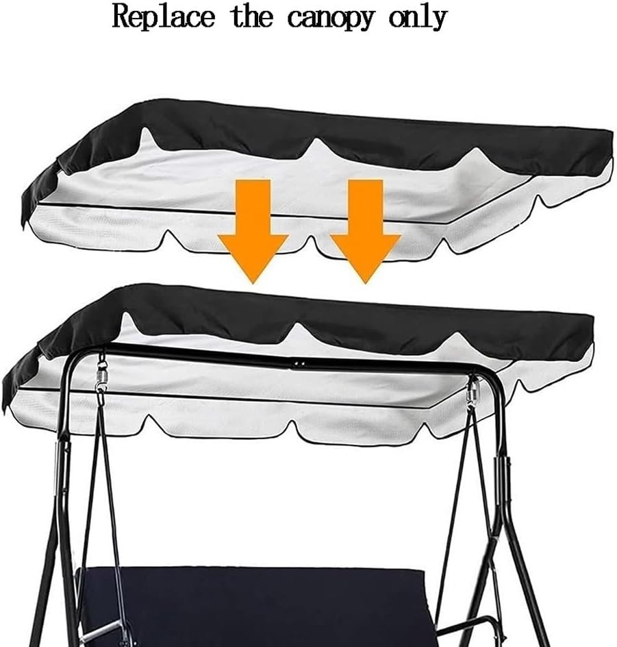 Replacement Canopy Top for Porch Swing 75''x 47'' 75"×52" 77"×49" 82''x 57'' Patio Hammock Swing Top Cover，Sun Shade Awning Cover Waterproof(Brown,77x49in-195x125cm)