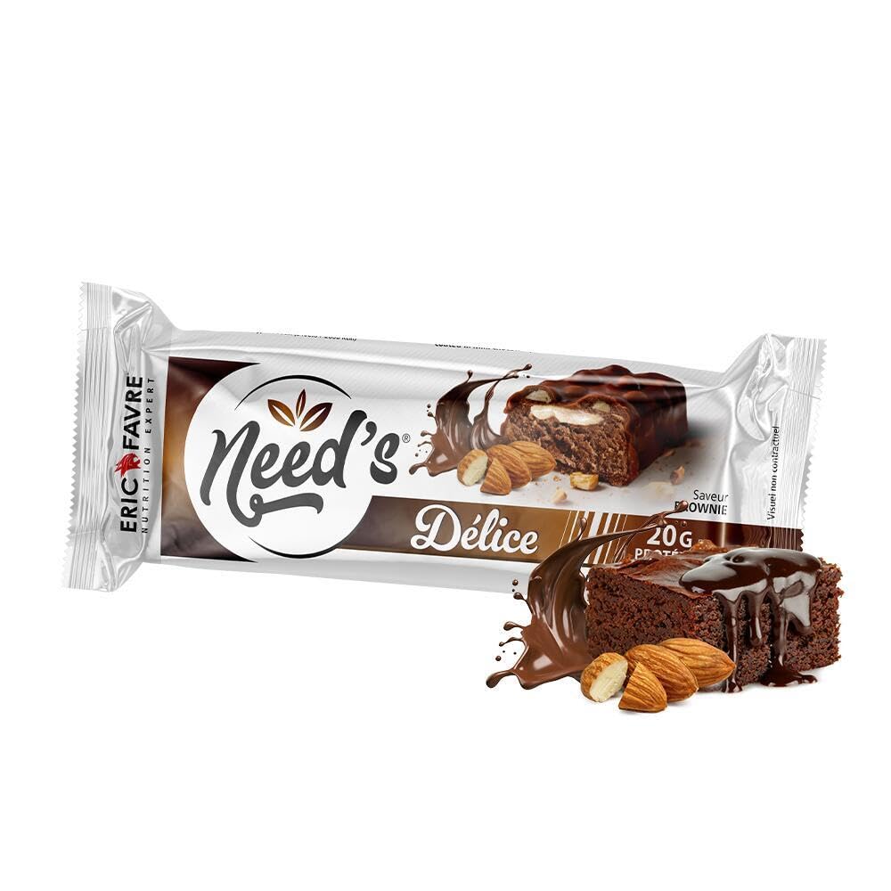 NEED'S BARRE DELICE Protéinée - Display 12 unités - 20g de protéines par barre - Collation saine post-training - Enrichie en collagène - Croissance & récupération musculaire - Eric Favre