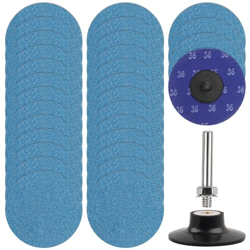 ZORUNNA 3 inch Sanding Discs Roll Lock Quick Change Discs, 30PCS 36 Grit Grinding Disc Set with 1pcs 1/4'' Holder for Die Grinder, Discs & Backing Pad - R-Type Roll Lock Sandpaper Discs